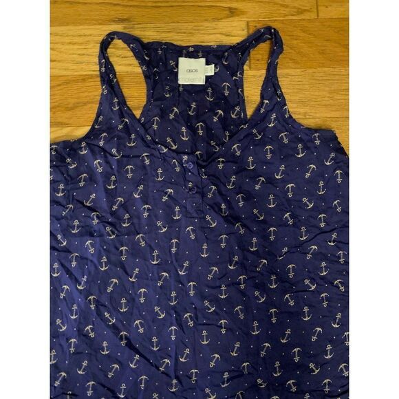 ASOS, women's maternity blue anchor patterned racerback tank top size 6 - Picture 2 of 8